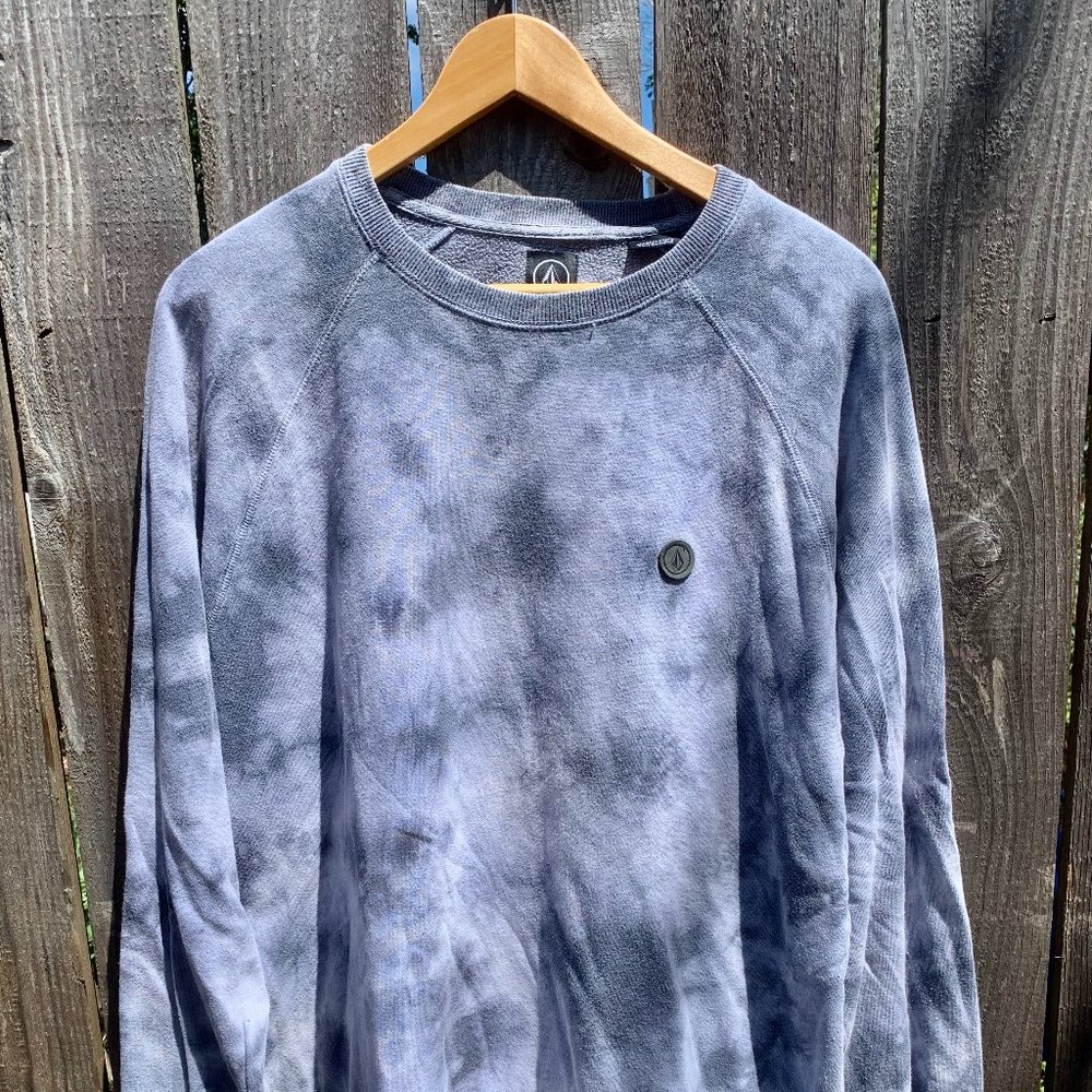 VOLCOM PURPLE TYE DYE CREW NECK SWEATER XL
